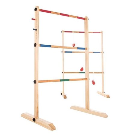 HEY PLAY Hey Play 80-ZS-002 Wooden Outdoor Ladder Toss Game Set with 6 Bolas & Storage Bag 80-ZS-002